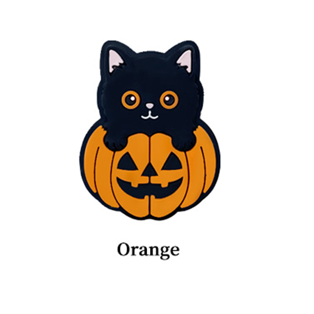 Cartoon Cute Halloween Pumpkin Kitten Silicone Beads-10PCS