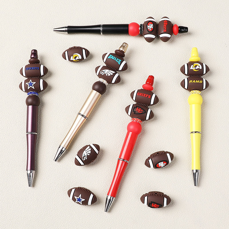 Baseball Pattern Silicone Beads-10PCS