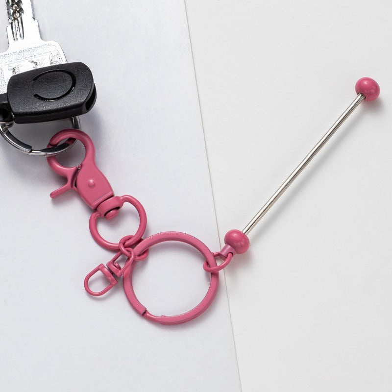 Creative Beadable Bar Keychains Handmade Metal Solid Color Keychain-2PCS