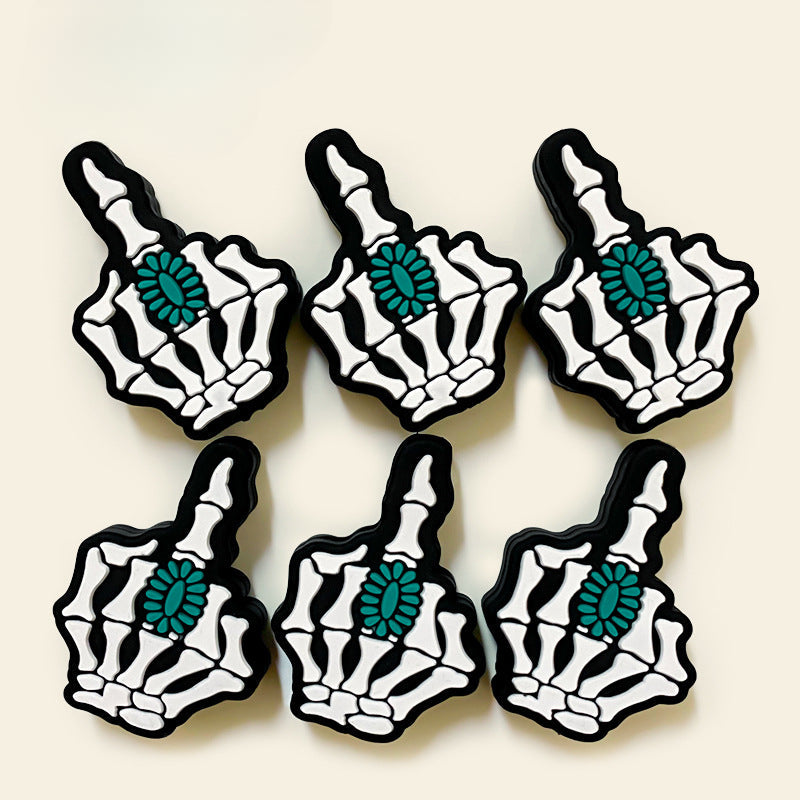 Cartoon Halloween Skull Fingers with Silicone Beads-10PCS