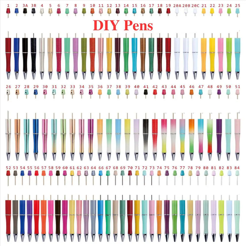 Plastic Beadable Pens in Solid, Ombre Gradient and Neon Colors