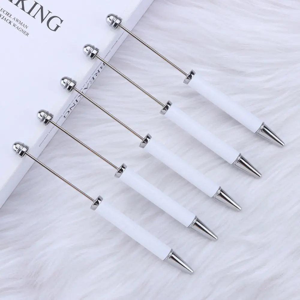 White-Silver Color Beadable Pens that can be Decorated with Beads DIY Pens