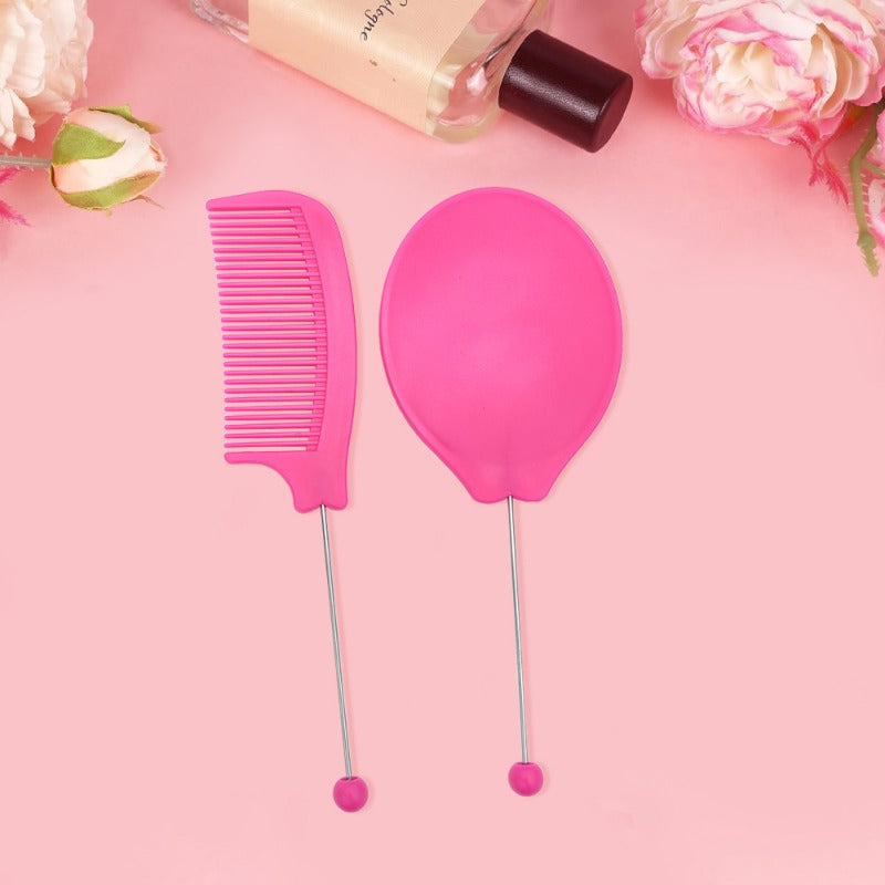 Creative Cartoon Cute Solid Color Portable Color Comb Mirror Set-1 SET