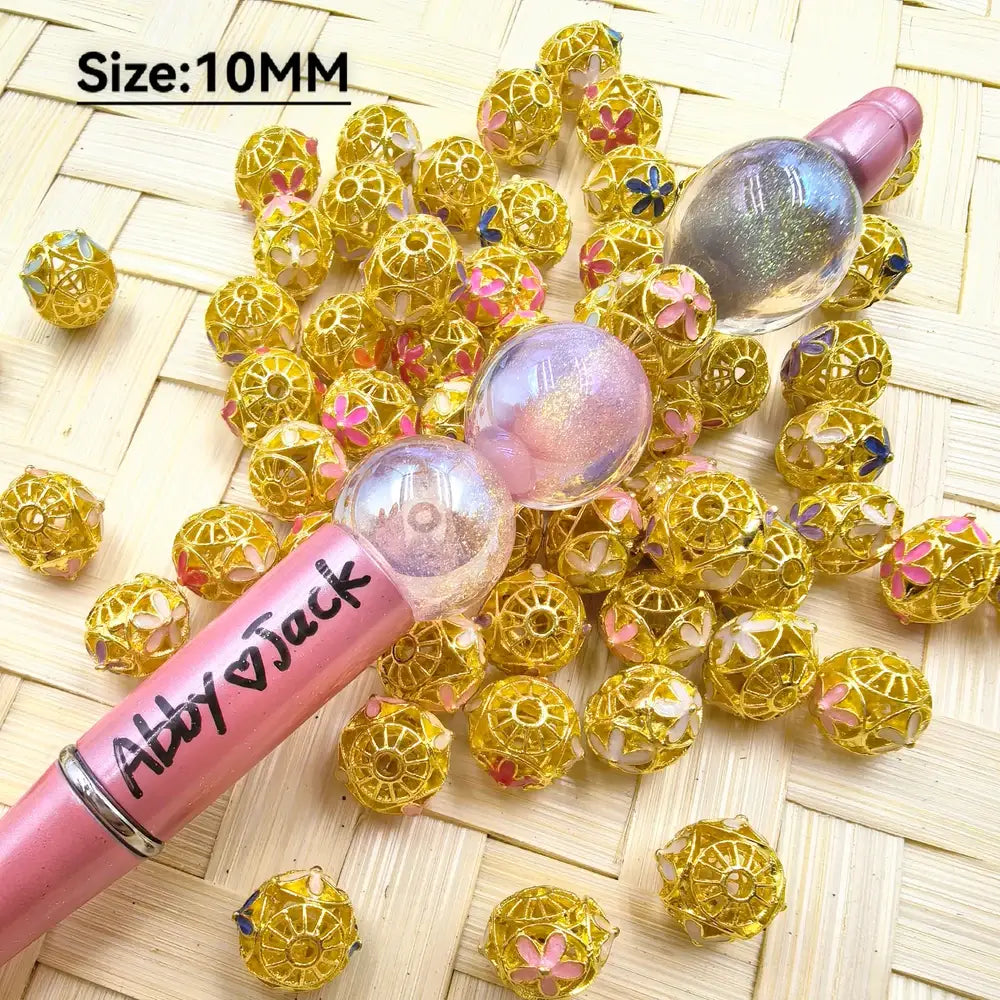 10MM Daisy Golden Metal Spacer, Won't Fade