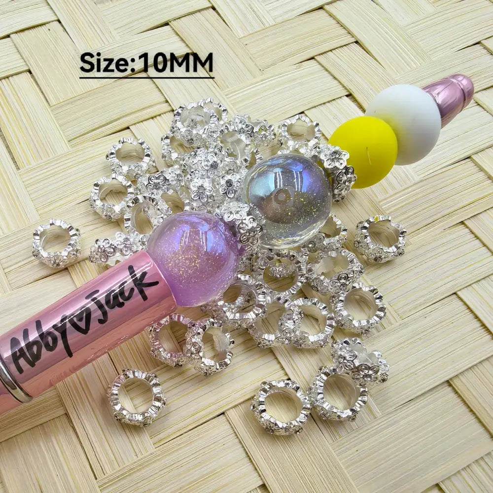 10MM Flower with Rhinestone Metal Spacer