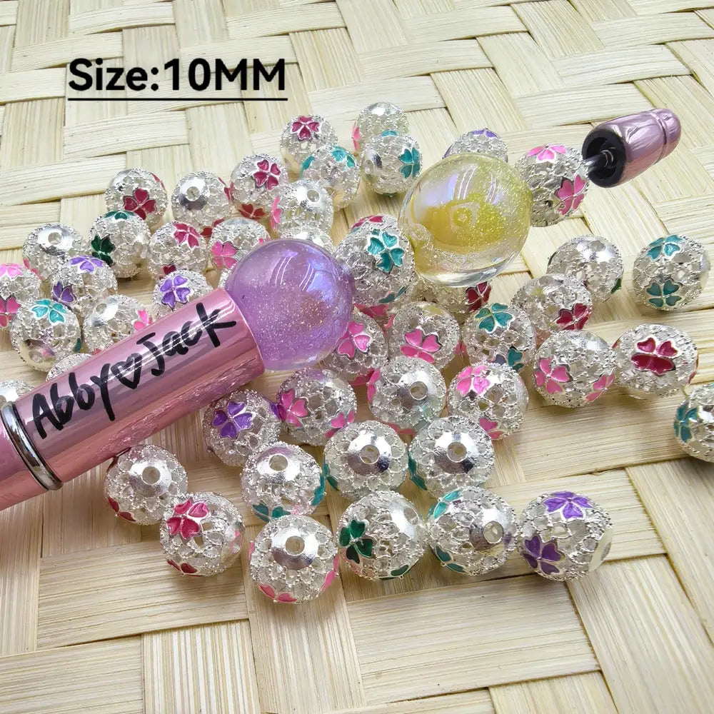 10MM Four-Leaf Clover Colorful Metal Spacer, Won't Fade