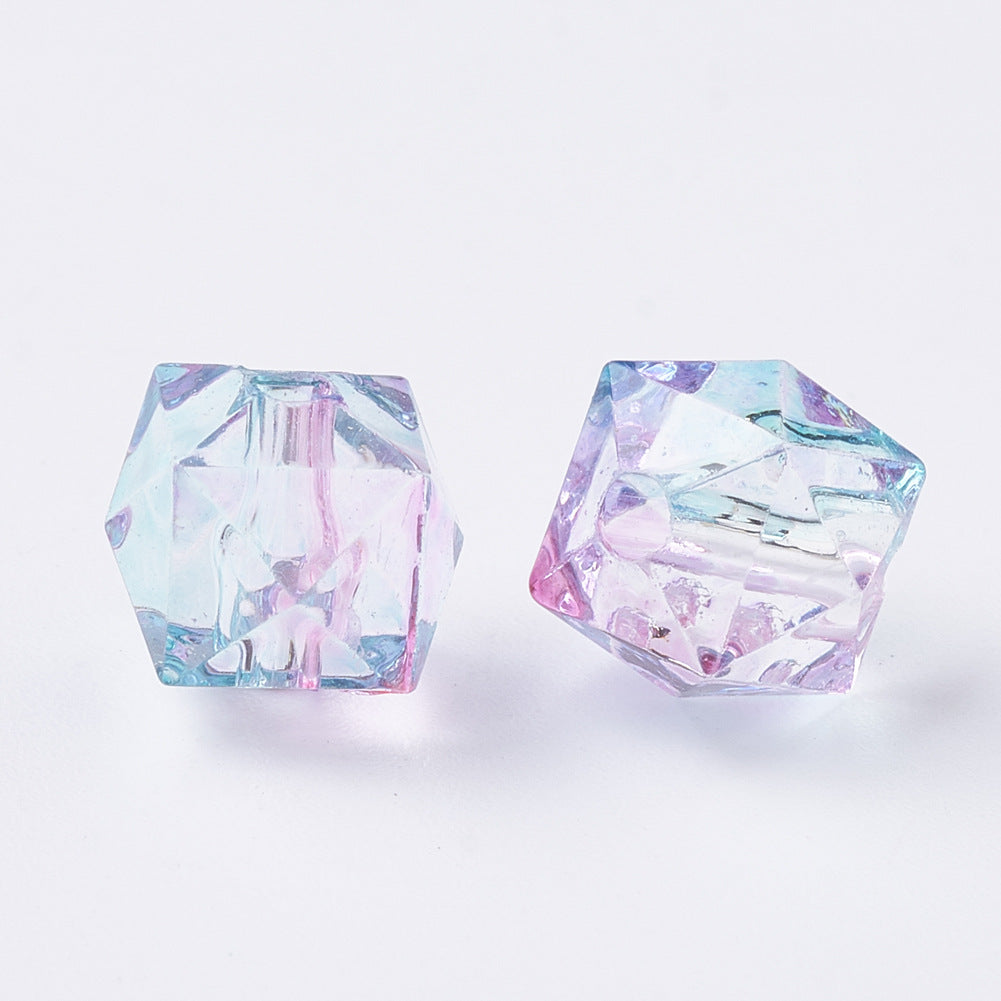 8MM Polygon Two Color Clear Acrylic Beads-200PCS