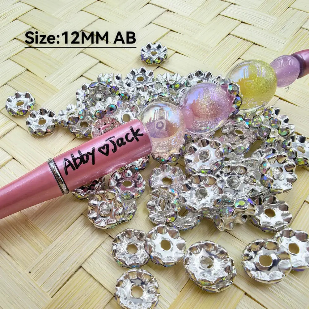 12MM AB Rhinestones Wavy Metal Spacer