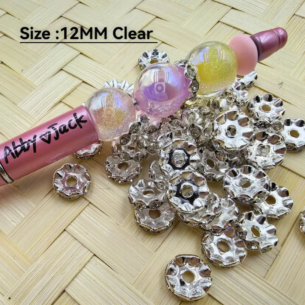 12MM Clear Rhinestones Wavy Metal Spacer