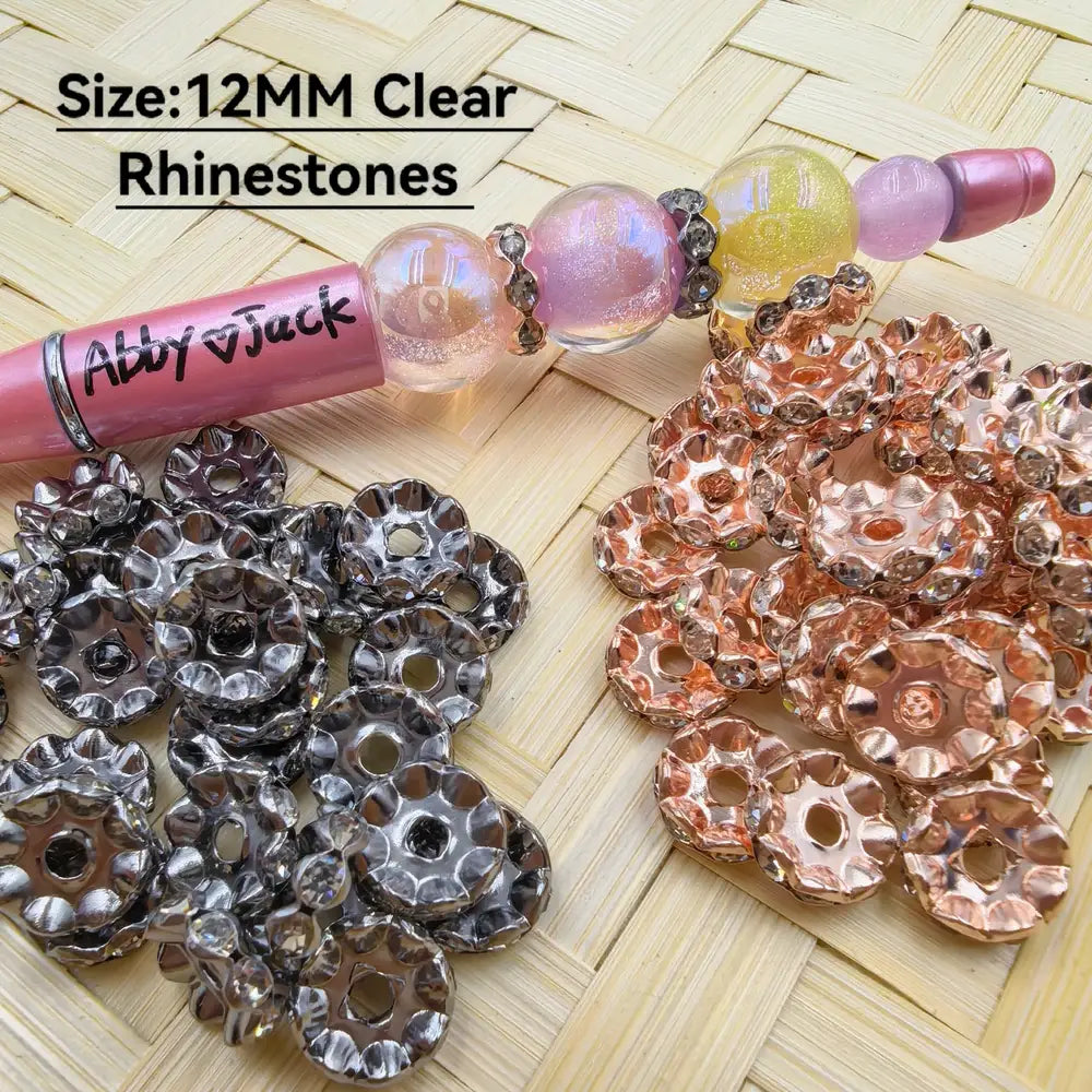 12MM Clear Rhinestones Wavy Metal Spacer