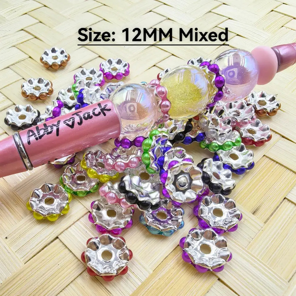 12MM Colorful Pearls Wavy Metal Spacer