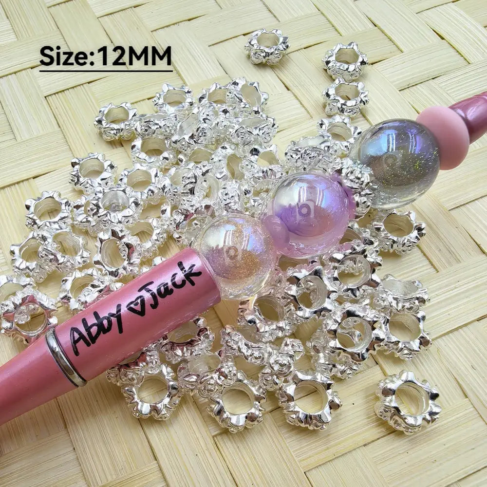 12MM Roses Silver Color Metal Spacer