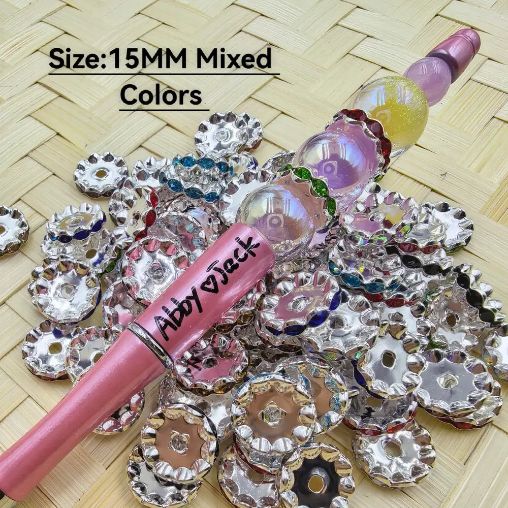 15MM Colorful Rhinestones Wavy Metal Spacer