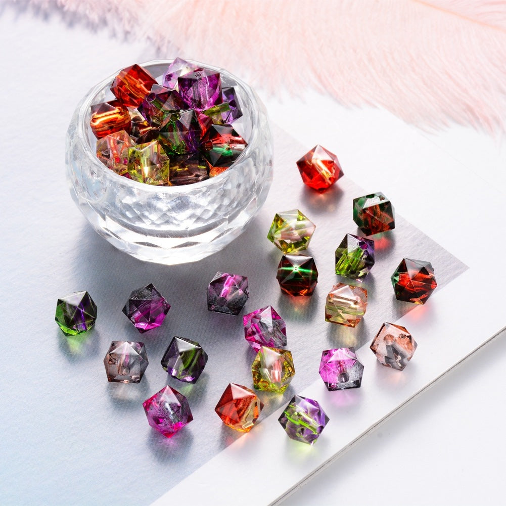 8MM Polygon Two Color Clear Acrylic Beads-200PCS