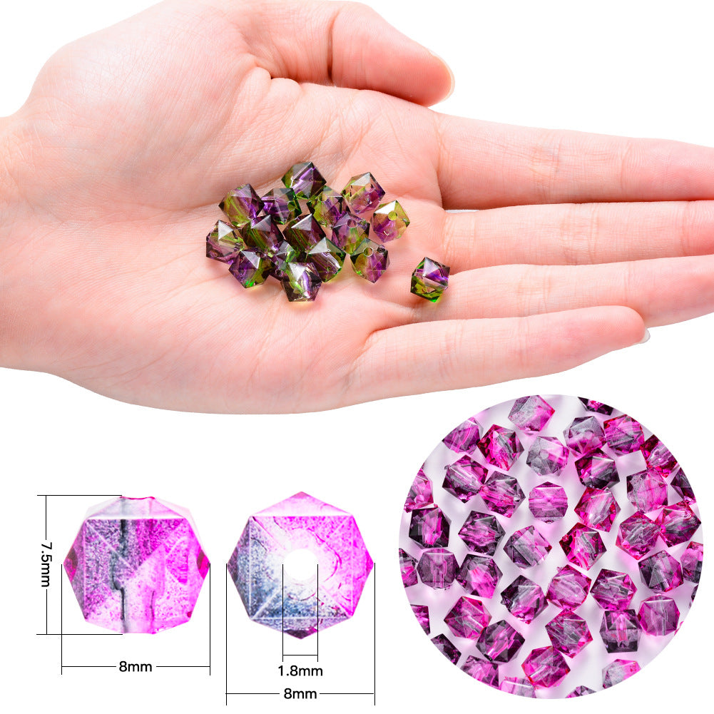 8MM Polygon Two Color Clear Acrylic Beads-200PCS