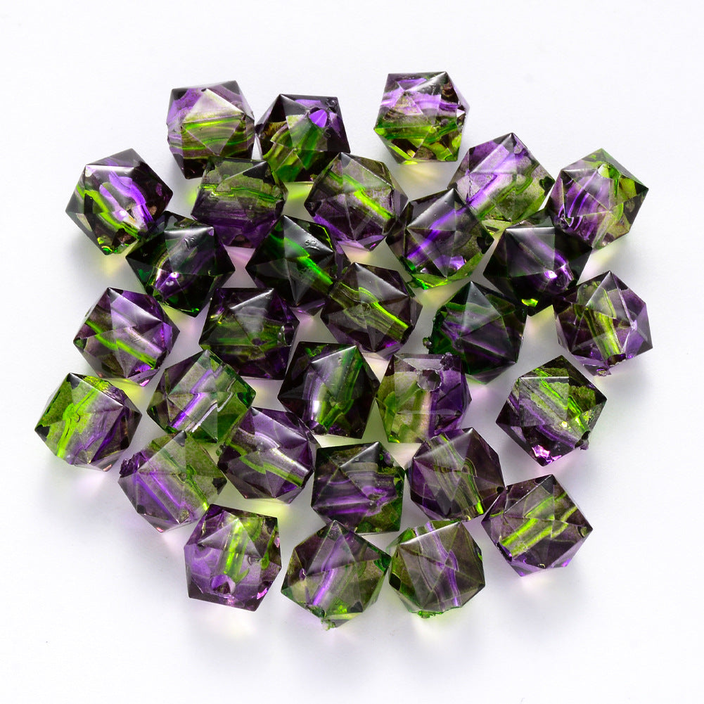 8MM Polygon Two Color Clear Acrylic Beads-200PCS