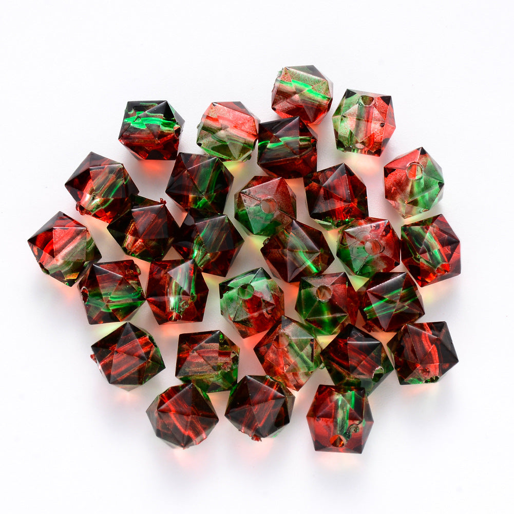 8MM Polygon Two Color Clear Acrylic Beads-200PCS