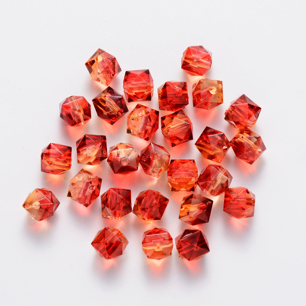 8MM Polygon Two Color Clear Acrylic Beads-200PCS