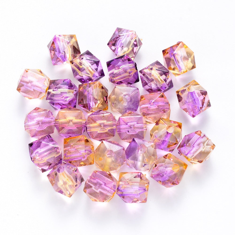 8MM Polygon Two Color Clear Acrylic Beads-200PCS