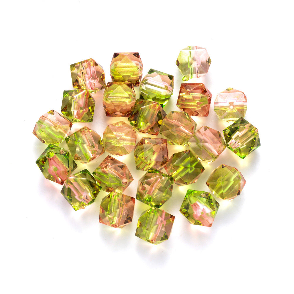 8MM Polygon Two Color Clear Acrylic Beads-200PCS