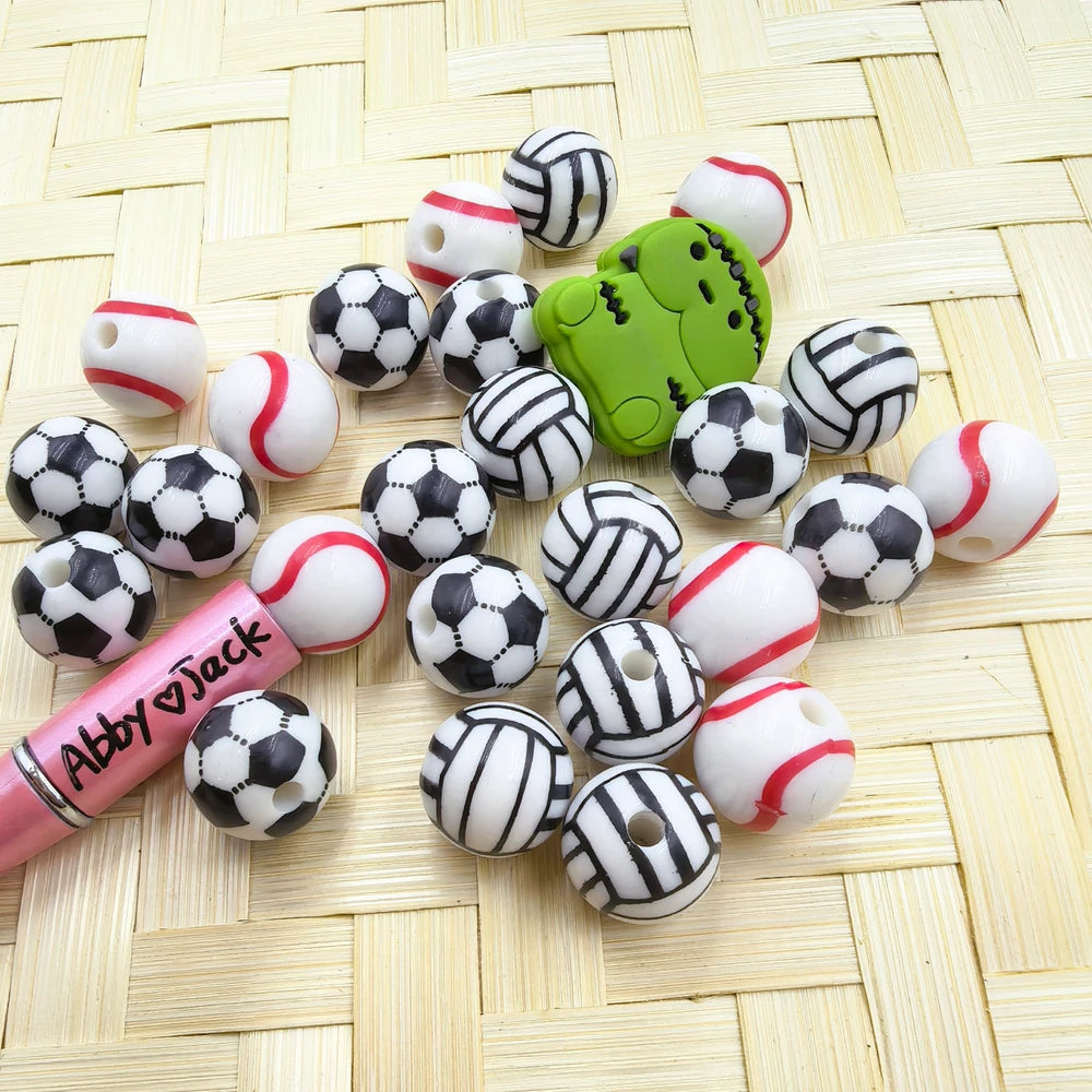 16MM Ball Sports Acrylic Beads