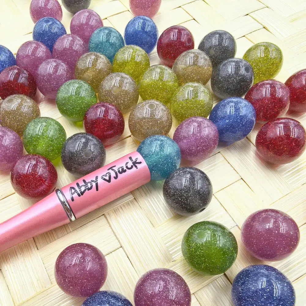 16MM Colorful Glitter Acrylic Beads