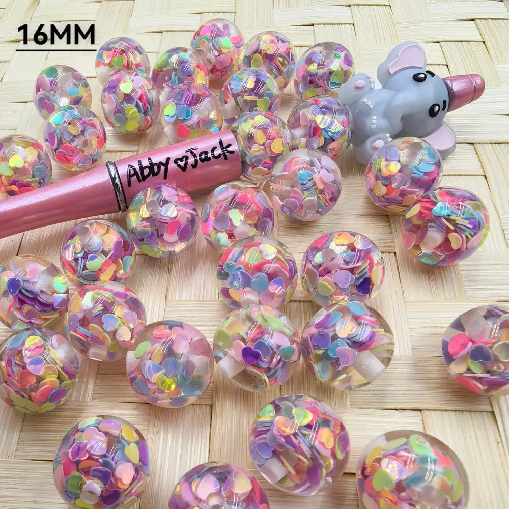 16MM Colorful Heart Acrylic Beads