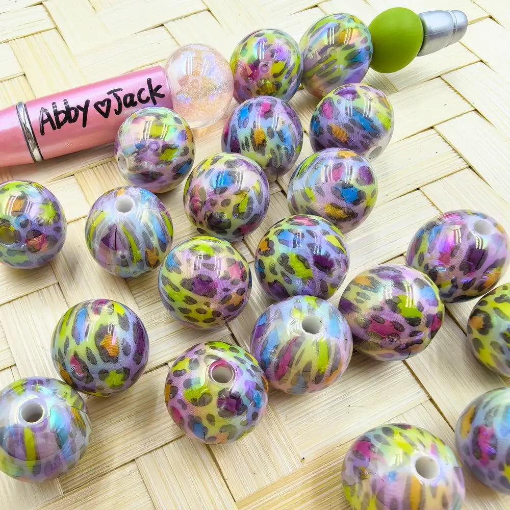 16MM Colorful Leopard Acrylic Beads
