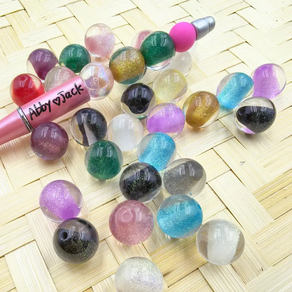 16MM Glitter Colorful Acrylic Beads