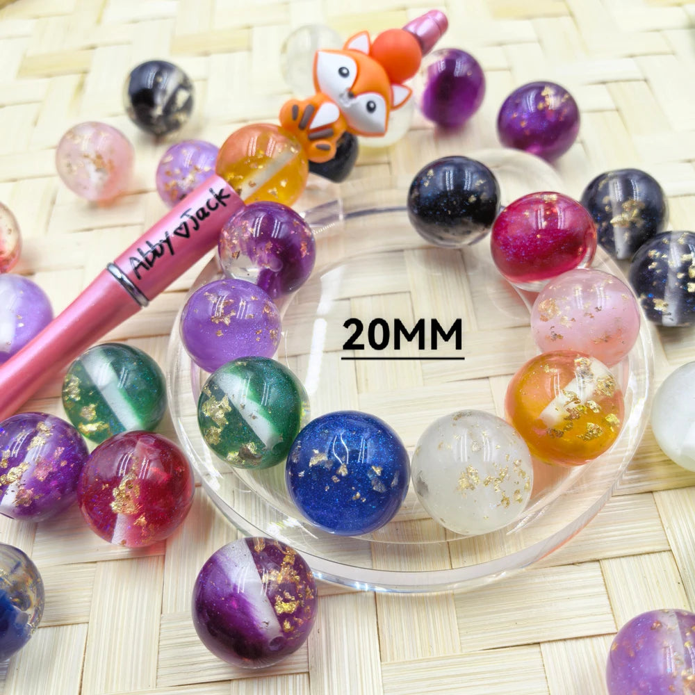 20MM Glitter with Goldflake Acrylic Beads