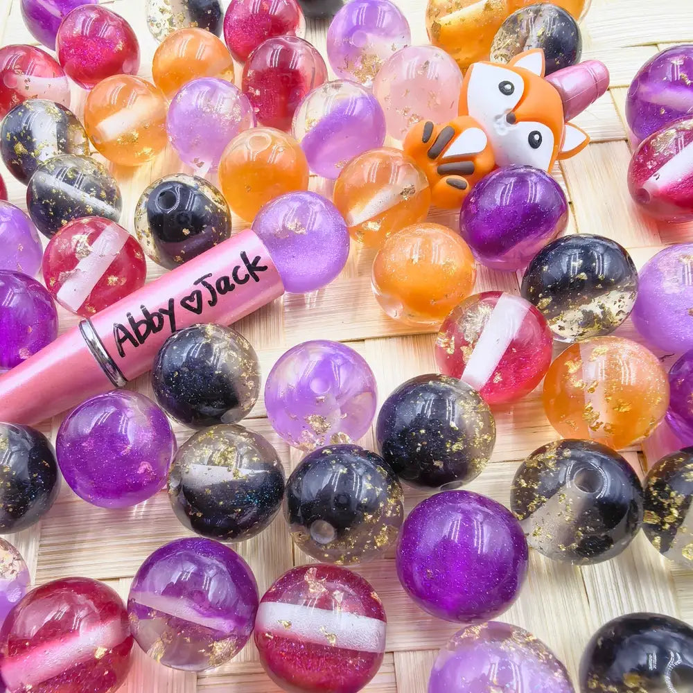 16MM Goldflake and Glitter Acrylic Beads