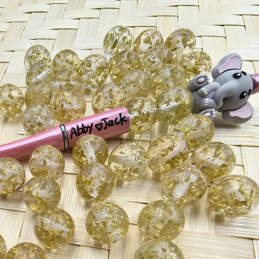 16MM Goldflakes Acrylic Beads