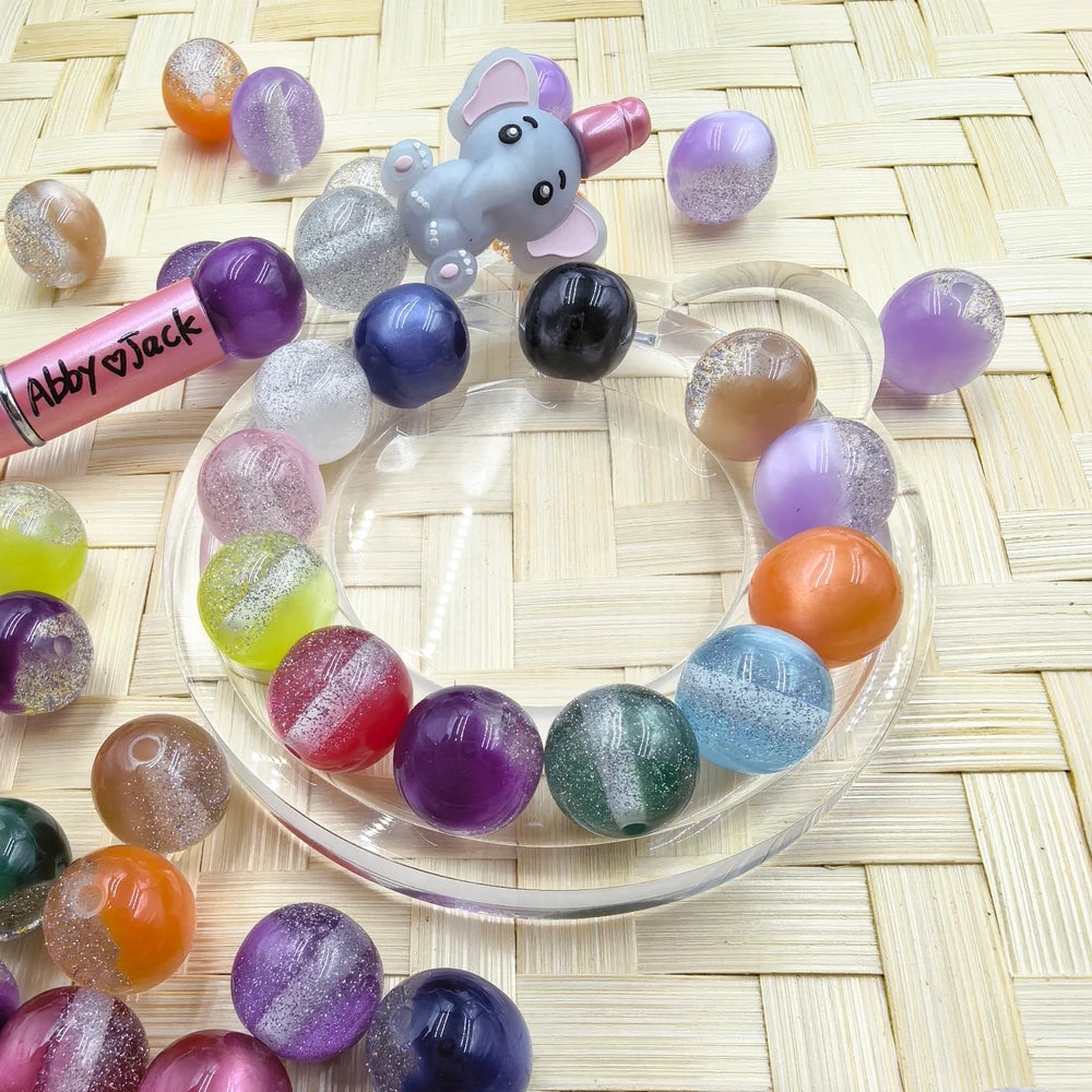 16MM Half Cat Eye and Half Glitter Acrylic Beads