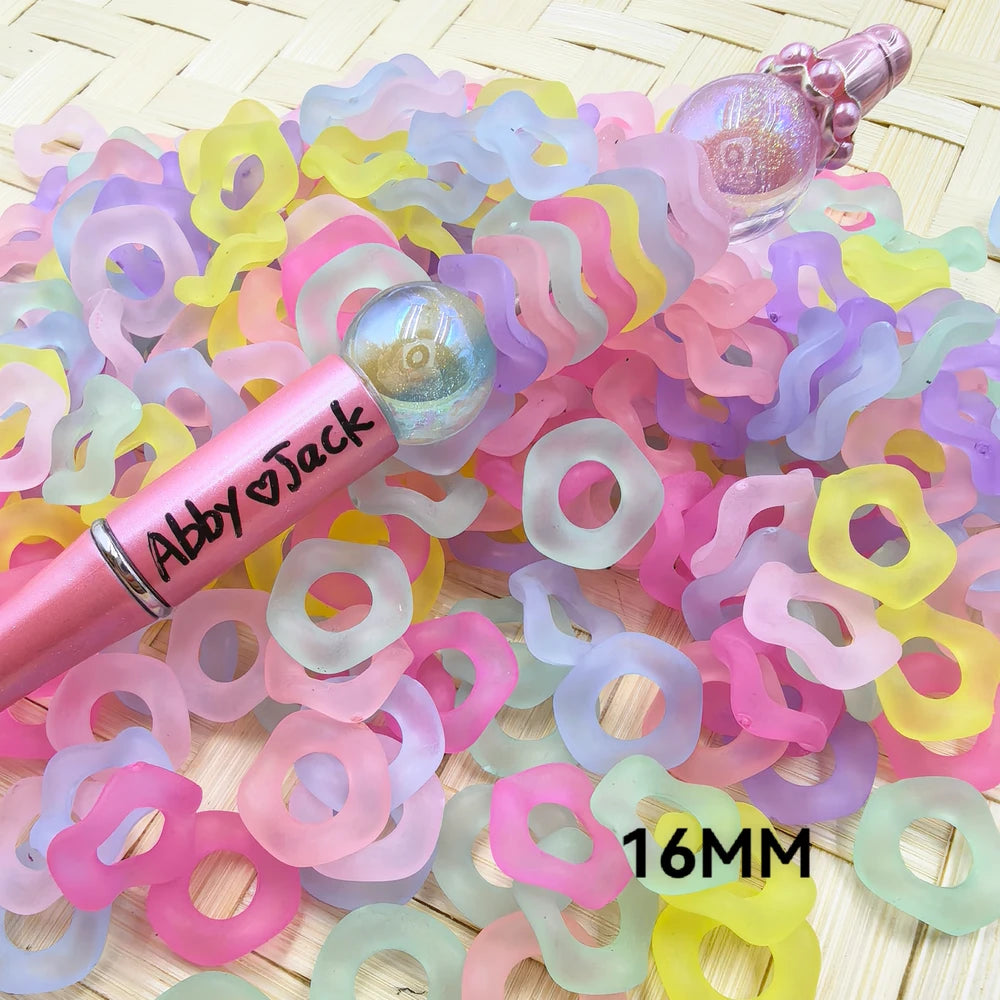 16mm Large Hole Frosted Solid Color Wavy Shape Acrylic Spacer