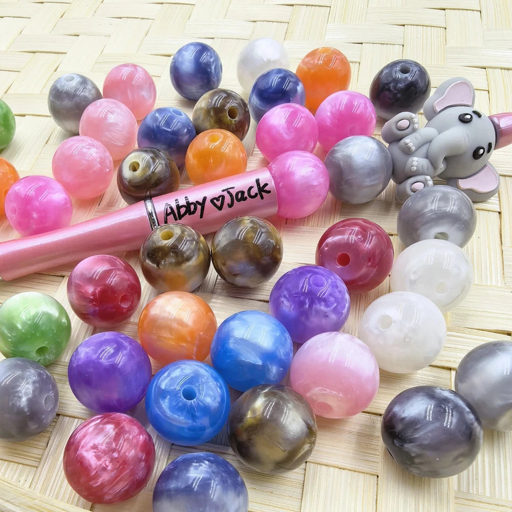 16MM Marble Pattern Acrylic Beads
