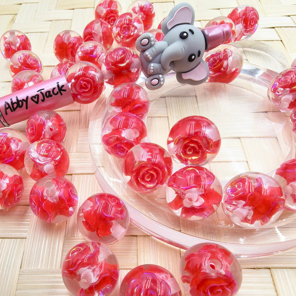 16MM Red Rose Acrylic Beads