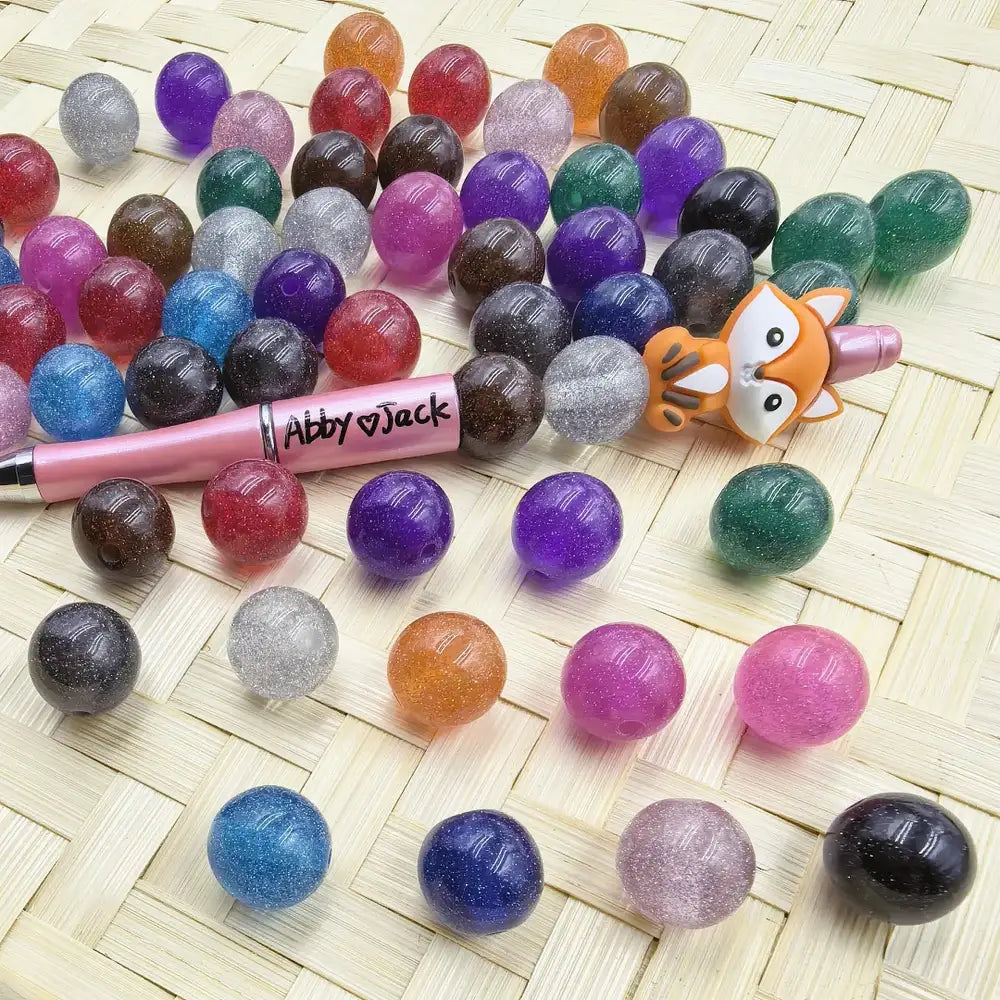 16MM Solid Color with Glitter Acrylic Beads