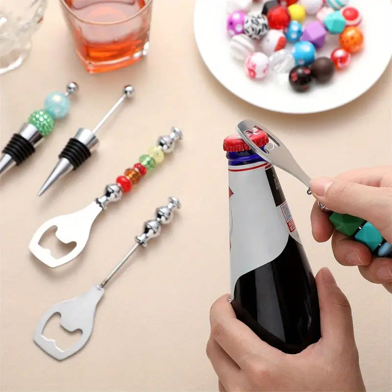 Creative Beadable Utensils DIY Stainless Steel Bottle Opener-1PCS