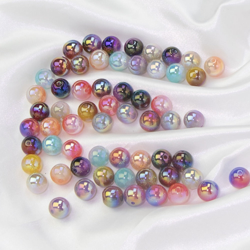 Starry Sky Two-color Gilded Round Beads-50PCS