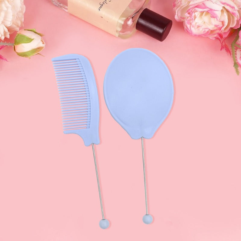 Creative Cartoon Cute Solid Color Portable Color Comb Mirror Set-1 SET