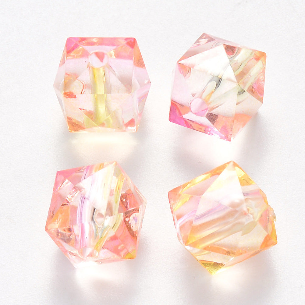 8MM Polygon Two Color Clear Acrylic Beads-200PCS