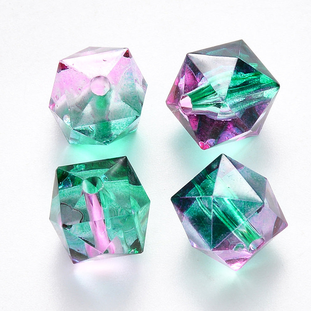 8MM Polygon Two Color Clear Acrylic Beads-200PCS