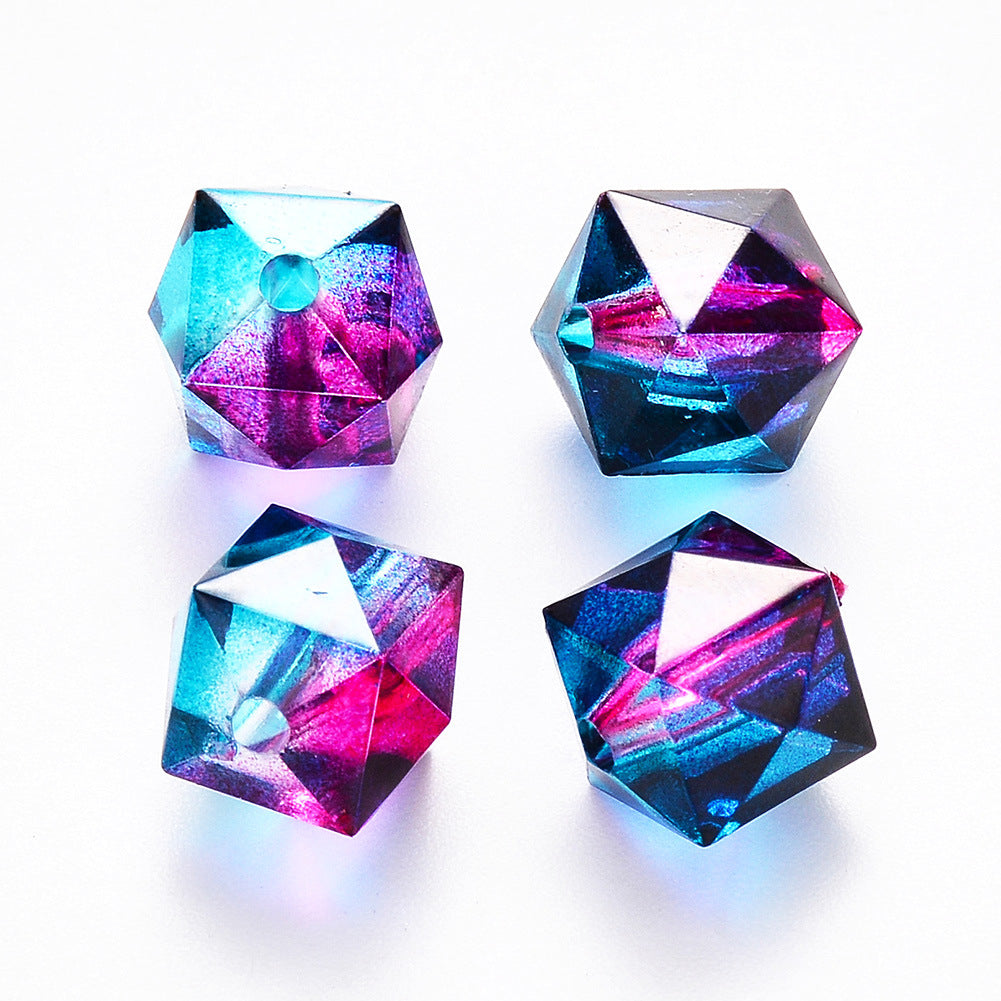 8MM Polygon Two Color Clear Acrylic Beads-200PCS