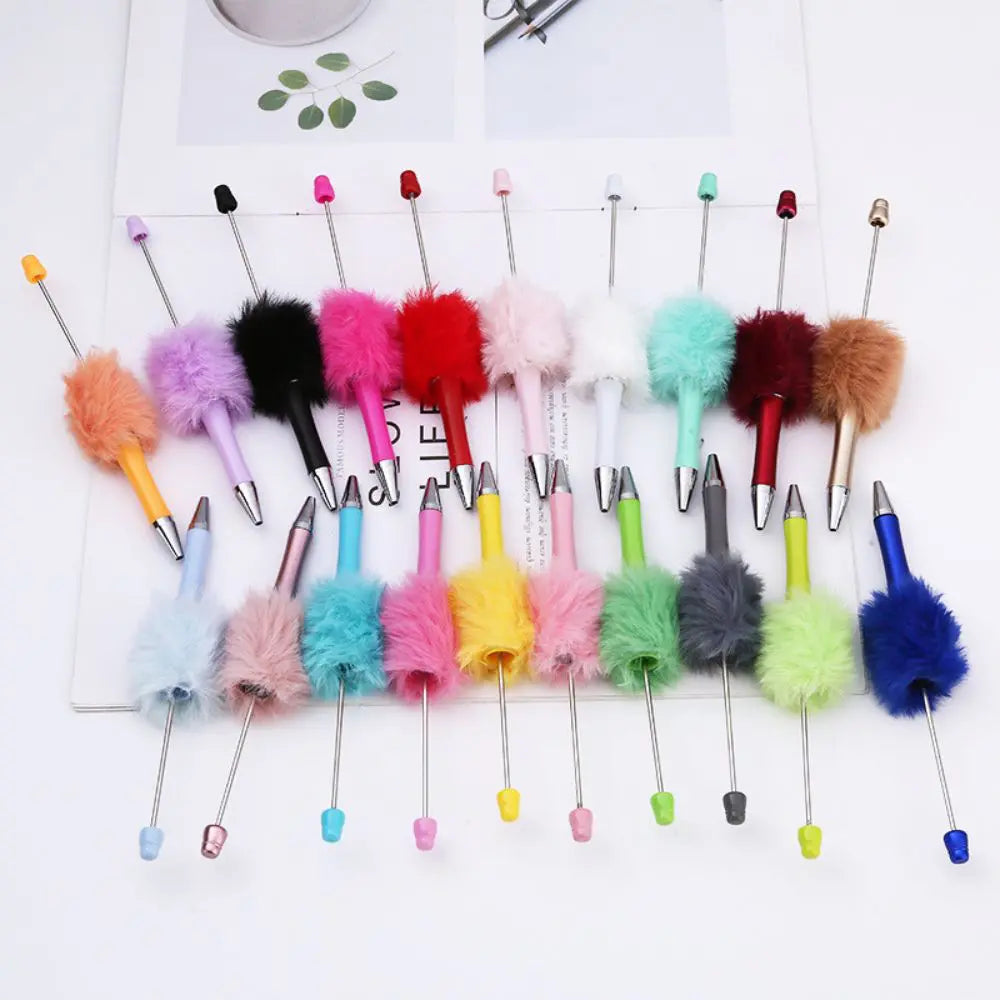 Plush Pom Pom Beadable Pen in Solid Colors DIY Pen