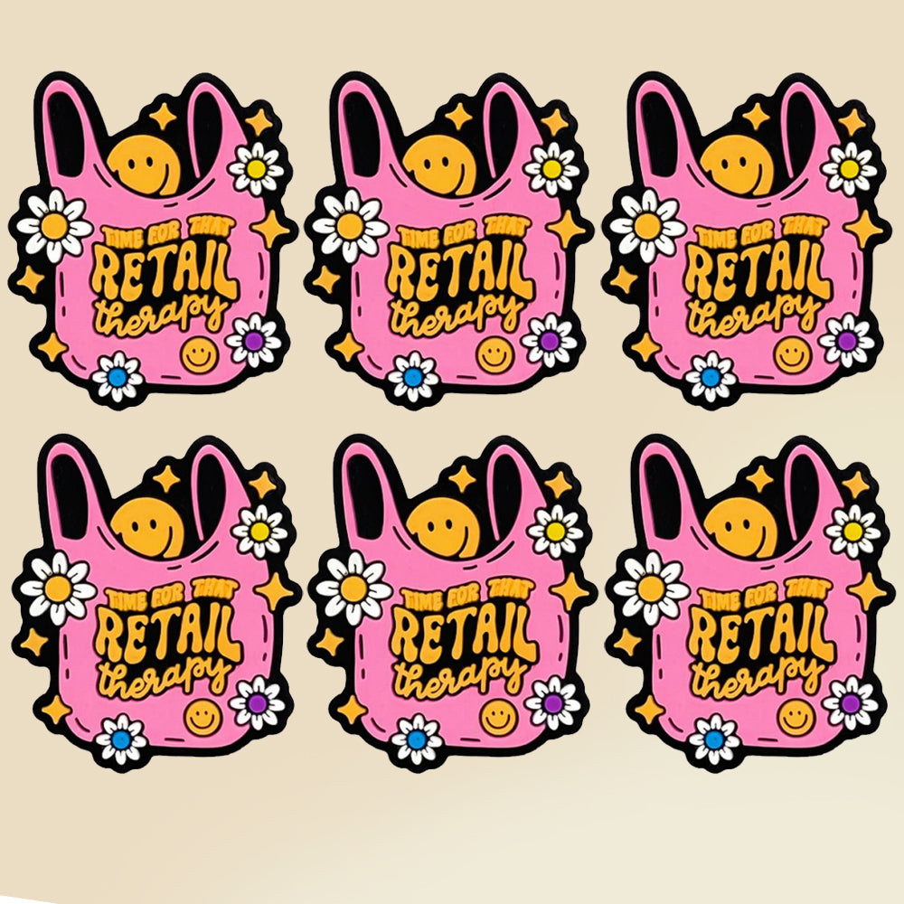 Cartoon Flower Bag Smiley Face Pattern Silicone Beads-10PCS