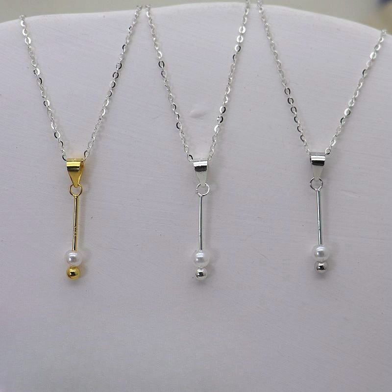 Creative S925 Silver Screw Round Bead Necklace Pendant Clasp DIY Accessories-1PCS