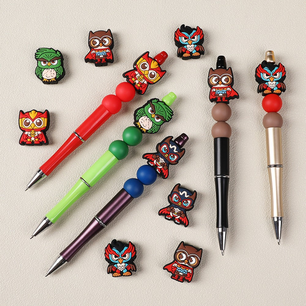 Cartoon Owl Superman Silicone Beads-10PCS