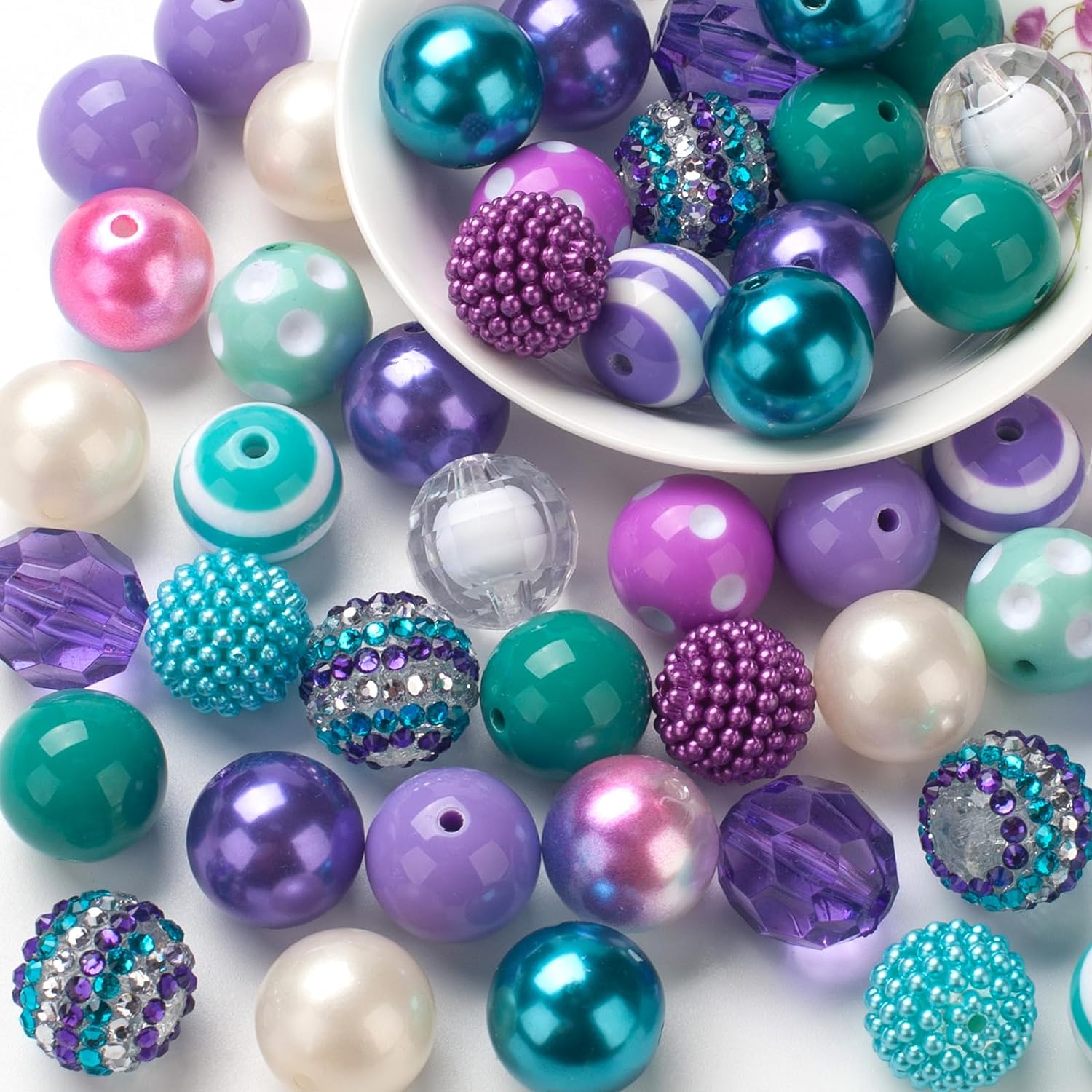 Ocean Wind Mermaid Color 20MM Acrylic Beads Bubblegum Beads-50PCS