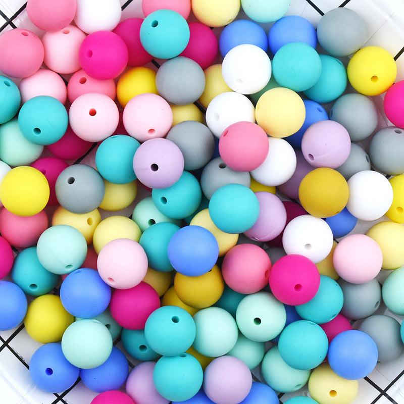 Food Grade Candy Color 15MM Silicone Beads-50PCS