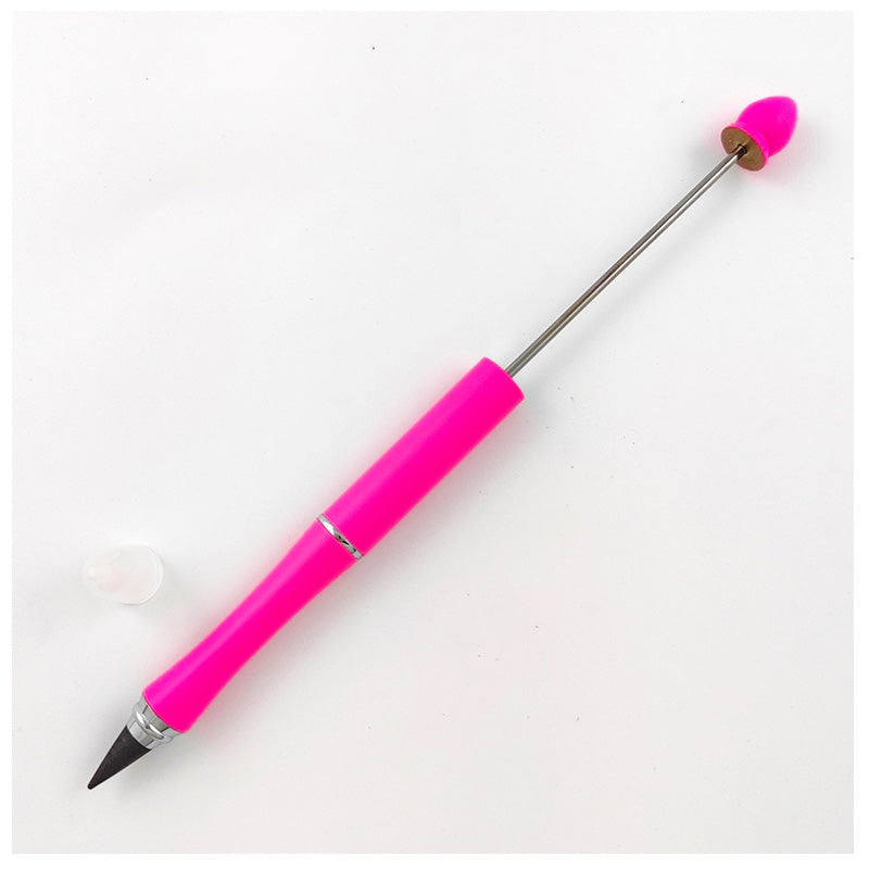 Beadable Pencil All-Metal for DIY Crafting Beaded Pens in Solid Color with Eraser-2PCS